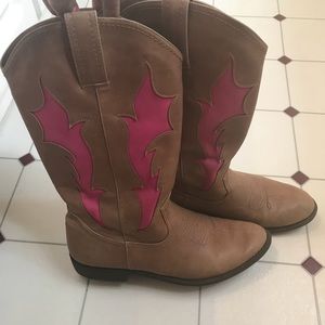 Tan and Pink Cowgirl Boots